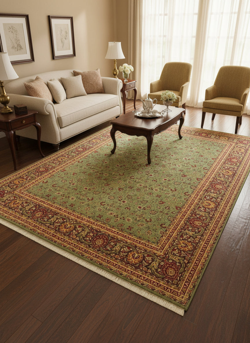 handmade Transitional Regular Green Aubergine Hand Knotted RECTANGLE 100% WOOL area rug 9x11