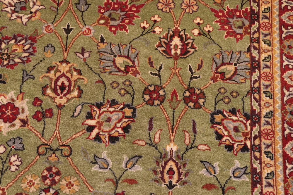 handmade Transitional Regular Green Aubergine Hand Knotted RECTANGLE 100% WOOL area rug 9x11