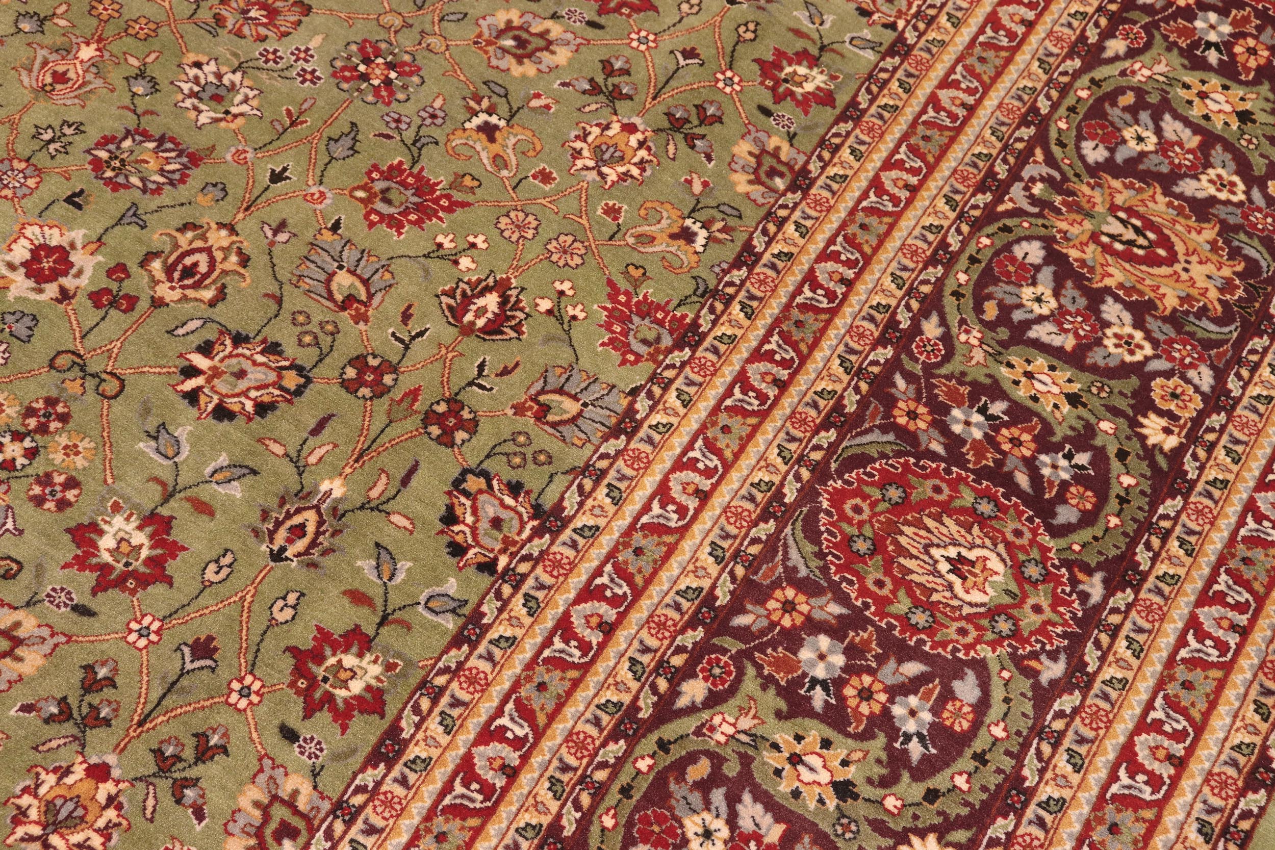 handmade Transitional Regular Green Aubergine Hand Knotted RECTANGLE 100% WOOL area rug 9x11