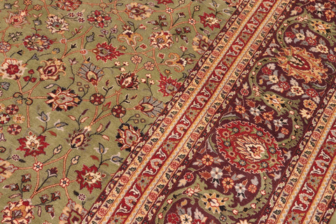 handmade Transitional Regular Green Aubergine Hand Knotted RECTANGLE 100% WOOL area rug 9x11