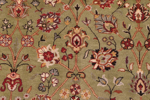 handmade Transitional Regular Green Aubergine Hand Knotted RECTANGLE 100% WOOL area rug 9x11
