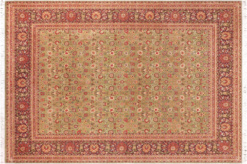 handmade Transitional Regular Green Aubergine Hand Knotted RECTANGLE 100% WOOL area rug 9x11