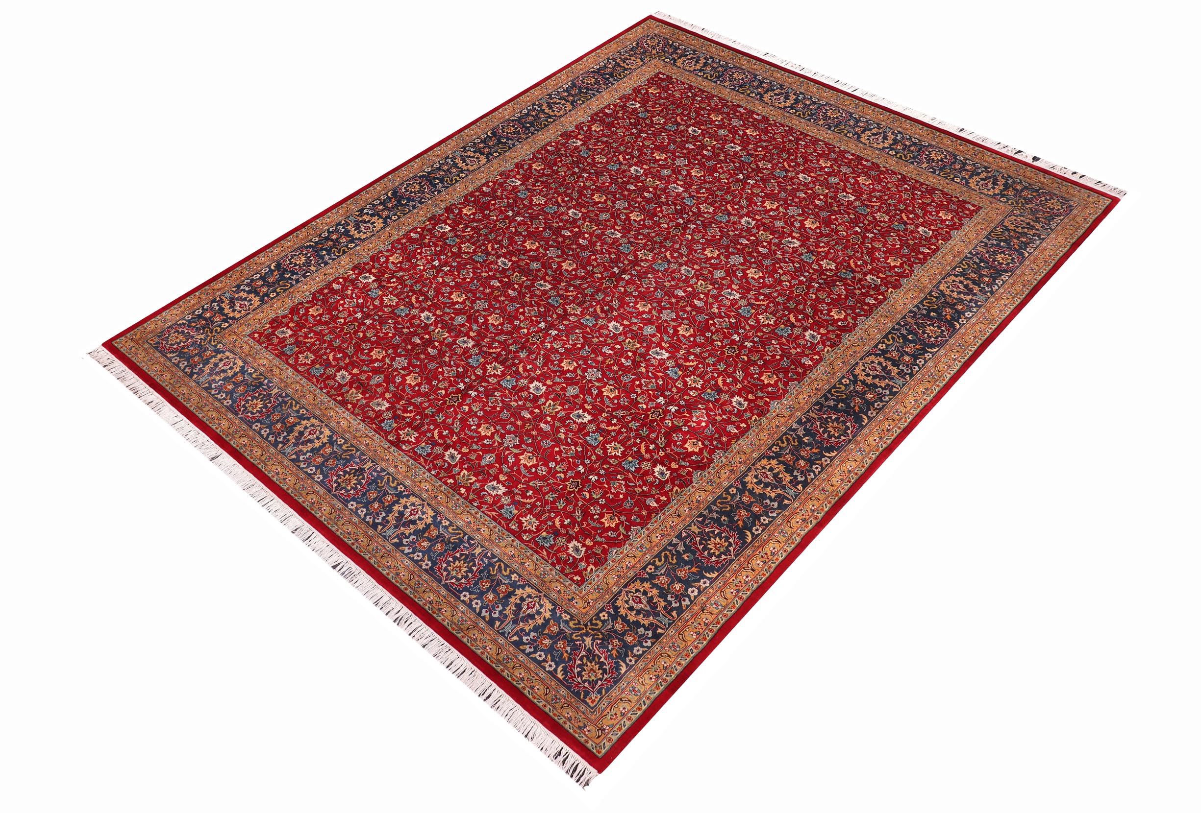 handmade Transitional  Red Teal Hand Knotted RECTANGLE 100% WOOL area rug 9x12