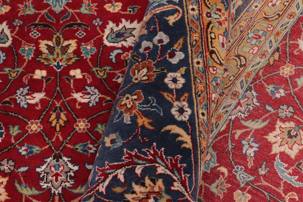 handmade Transitional  Red Teal Hand Knotted RECTANGLE 100% WOOL area rug 9x12