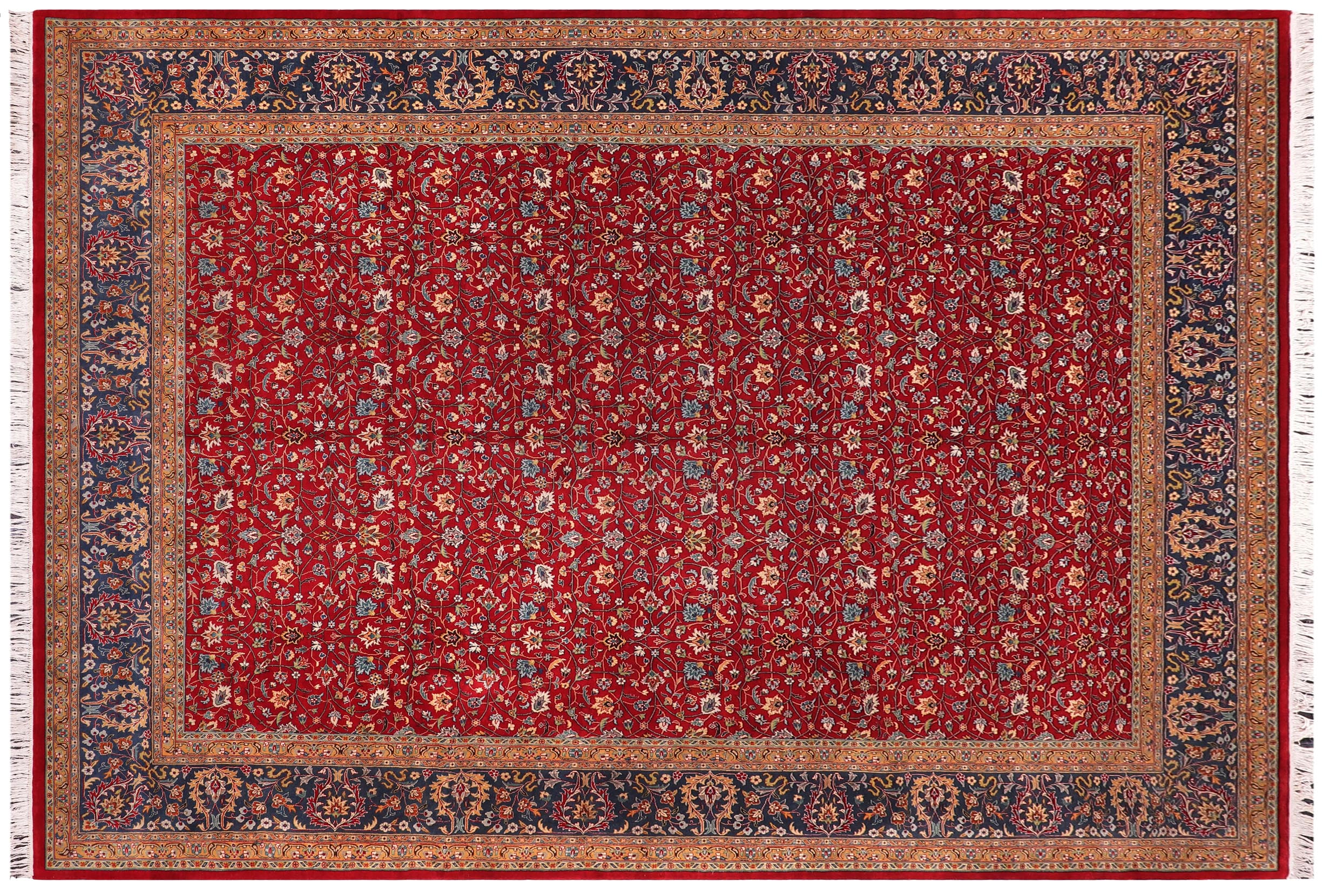 handmade Transitional  Red Teal Hand Knotted RECTANGLE 100% WOOL area rug 9x12