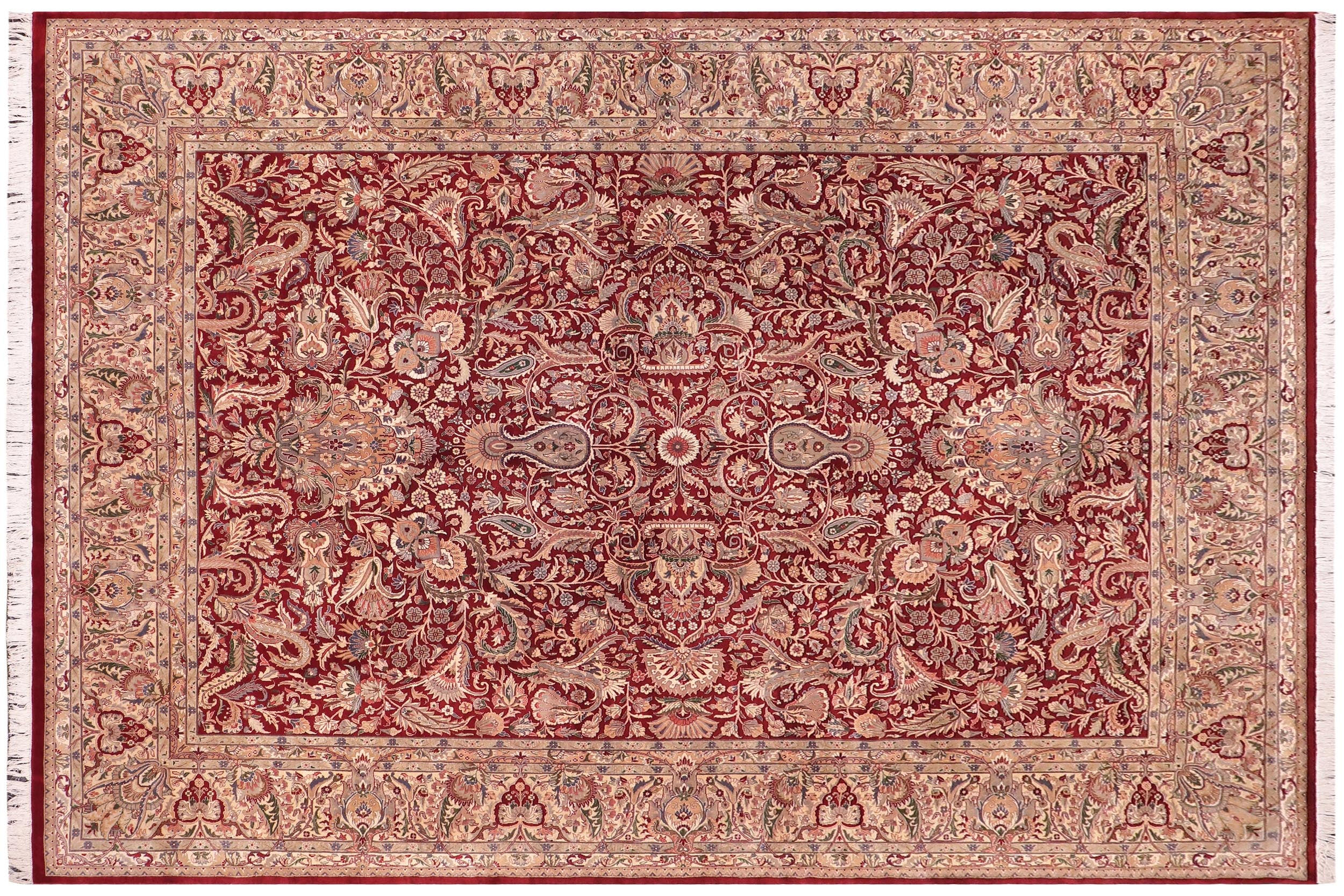 handmade Traditional Aness Red Beige Hand Knotted RECTANGLE 100% WOOL area rug 9x12