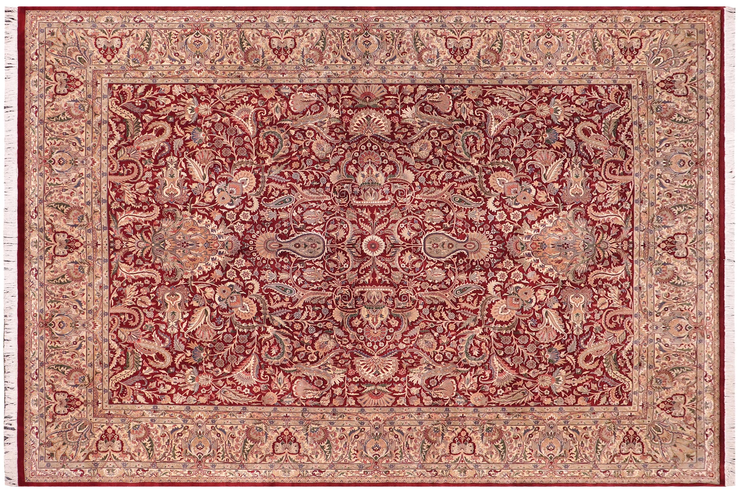handmade Traditional Aness Red Beige Hand Knotted RECTANGLE 100% WOOL area rug 9x12