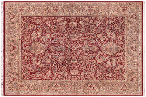 handmade Traditional Aness Red Beige Hand Knotted RECTANGLE 100% WOOL area rug 9x12