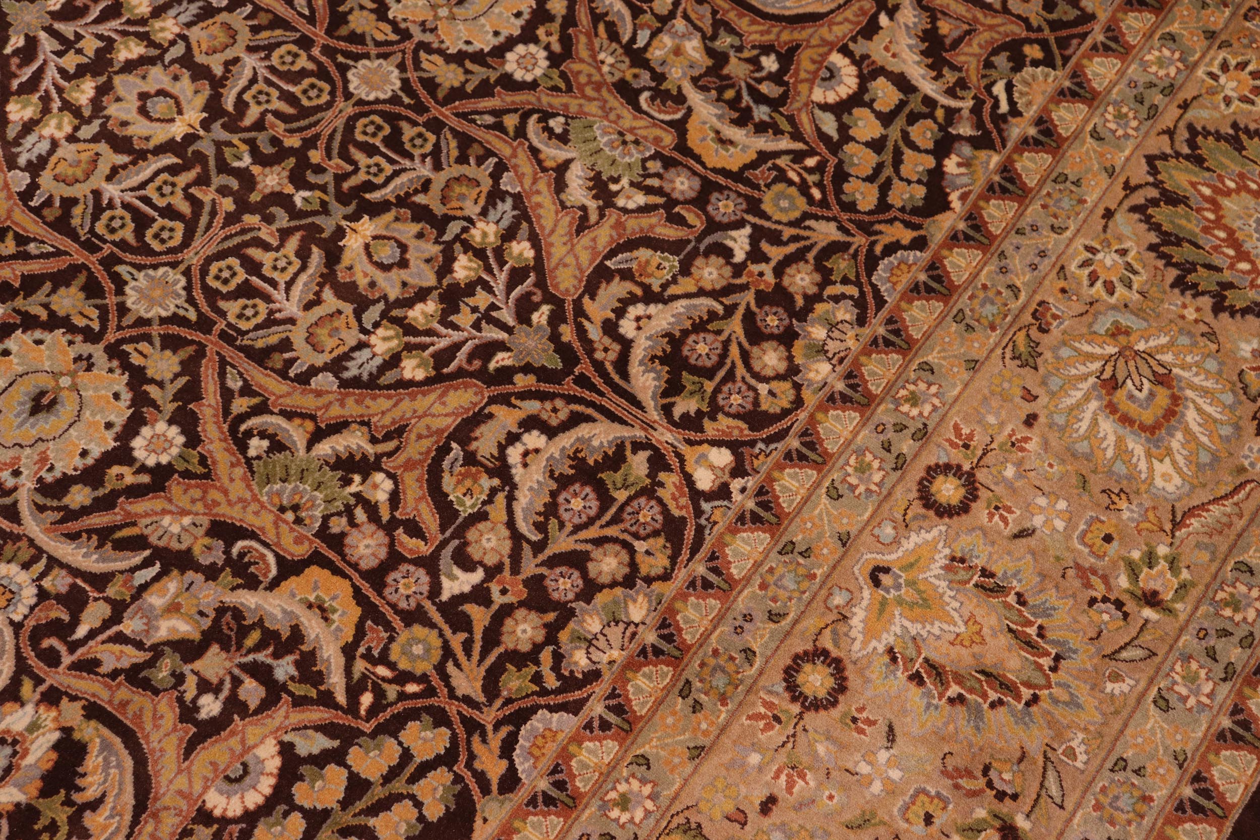 handmade Traditional Veg Dye Brown Tan Hand Knotted RECTANGLE 100% WOOL area rug 9x12