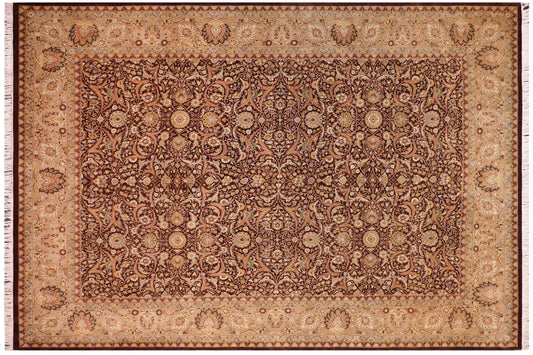 handmade Traditional Veg Dye Brown Tan Hand Knotted RECTANGLE 100% WOOL area rug 9x12
