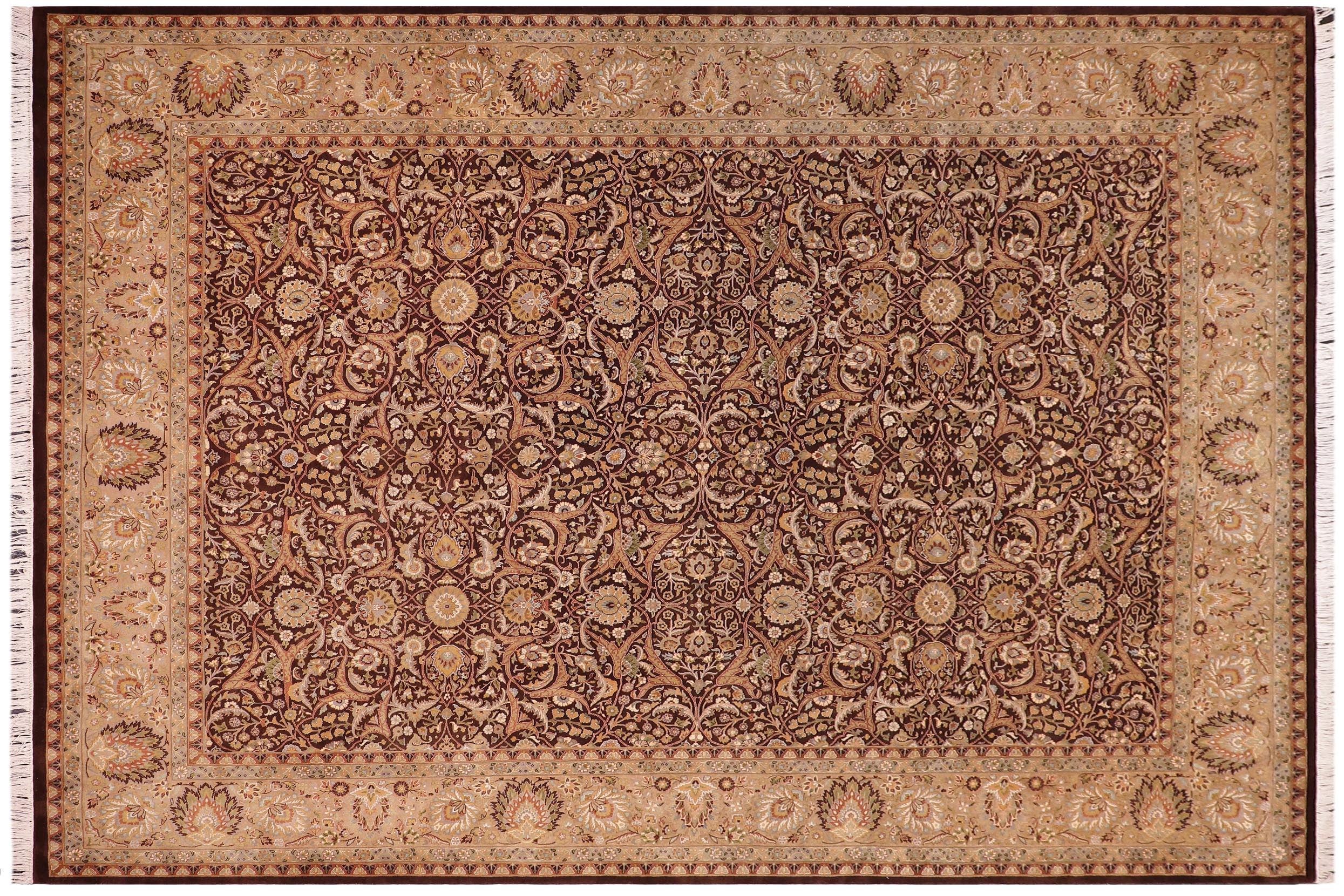 handmade Traditional Veg Dye Brown Tan Hand Knotted RECTANGLE 100% WOOL area rug 9x12
