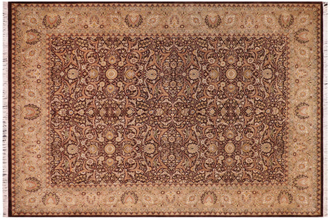 handmade Traditional Veg Dye Brown Tan Hand Knotted RECTANGLE 100% WOOL area rug 9x12