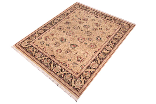 handmade Traditional New Mubashe Beige Black Hand Knotted RECTANGLE 100% WOOL area rug 9x13