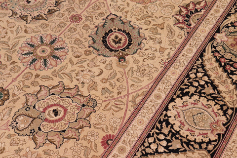 handmade Traditional New Mubashe Beige Black Hand Knotted RECTANGLE 100% WOOL area rug 9x13