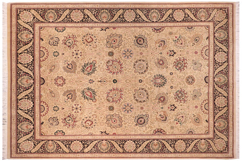 handmade Traditional New Mubashe Beige Black Hand Knotted RECTANGLE 100% WOOL area rug 9x13