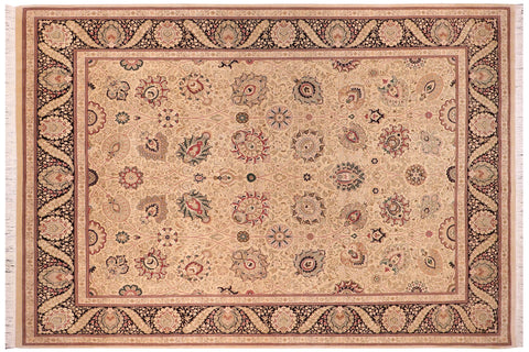 handmade Traditional New Mubashe Beige Black Hand Knotted RECTANGLE 100% WOOL area rug 9x13