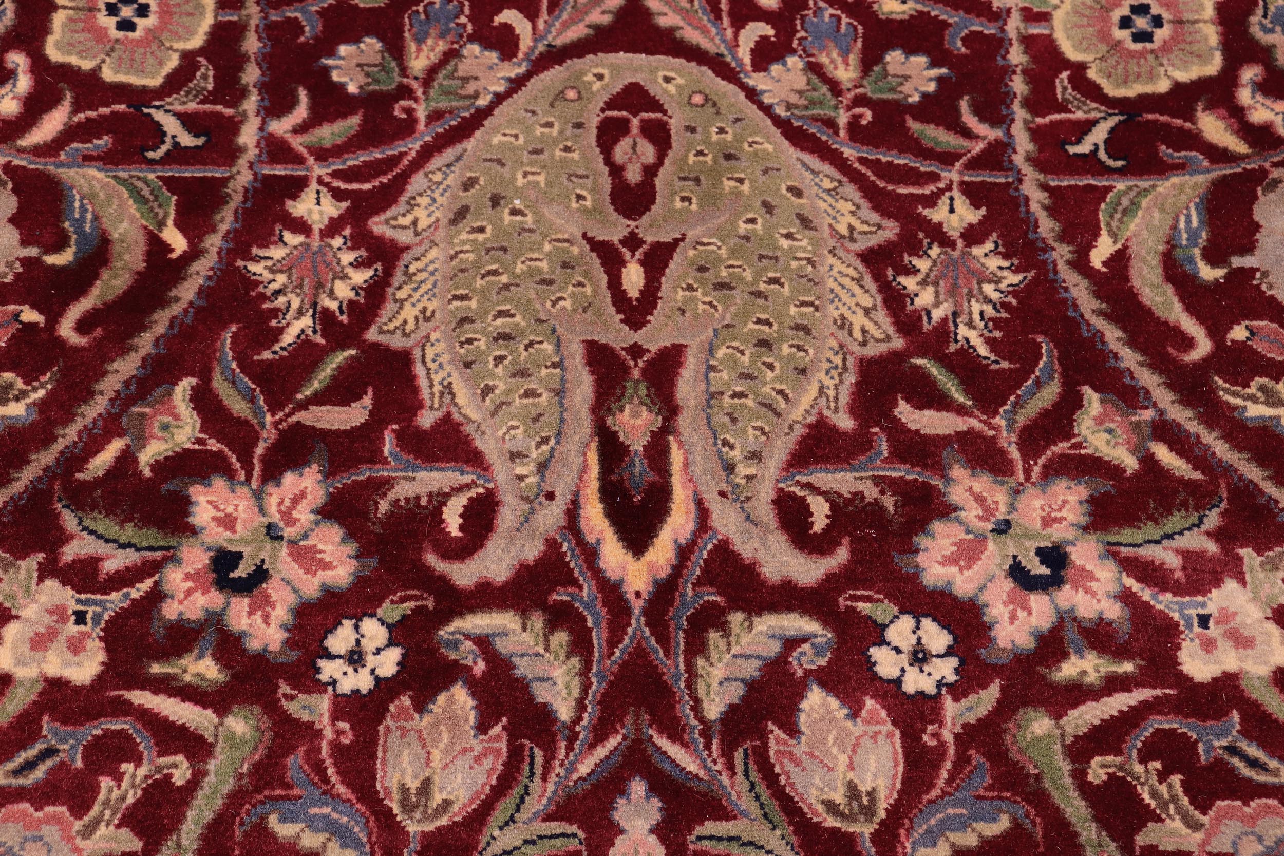 handmade Transitional Arshad Red Green Hand Knotted RECTANGLE 100% WOOL area rug 9x12