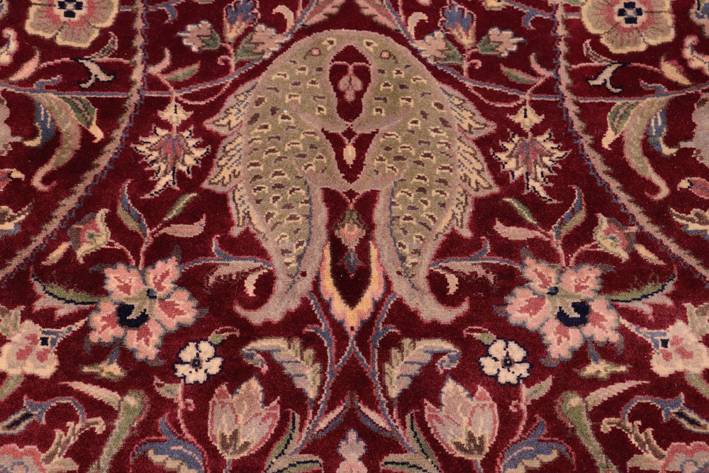 handmade Transitional Arshad Red Green Hand Knotted RECTANGLE 100% WOOL area rug 9x12