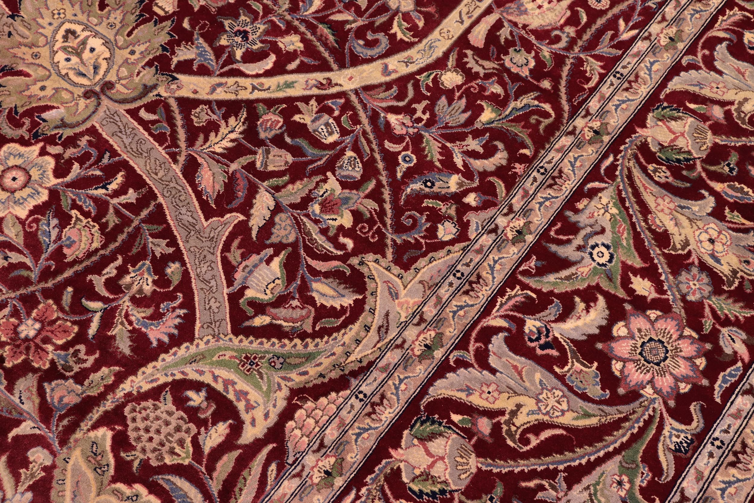 handmade Transitional Arshad Red Green Hand Knotted RECTANGLE 100% WOOL area rug 9x12