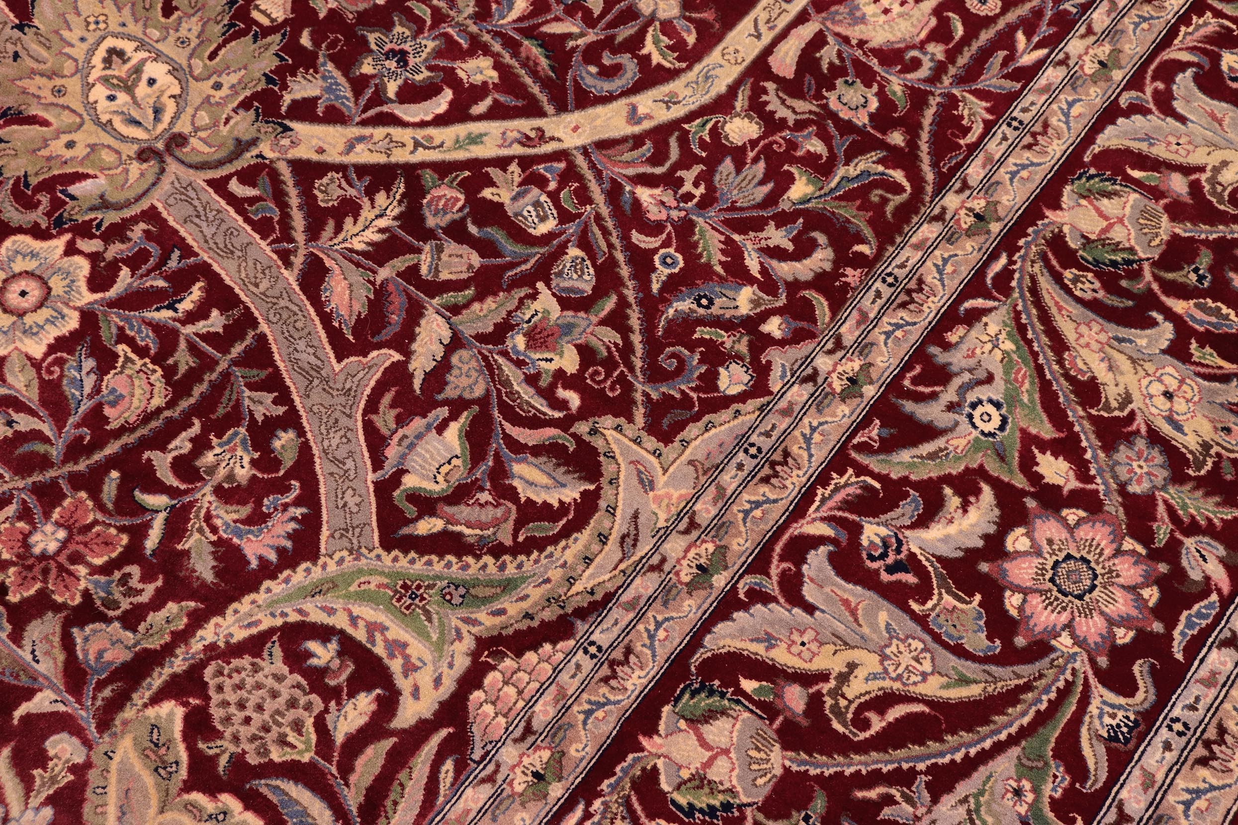 handmade Transitional Arshad Red Green Hand Knotted RECTANGLE 100% WOOL area rug 9x12