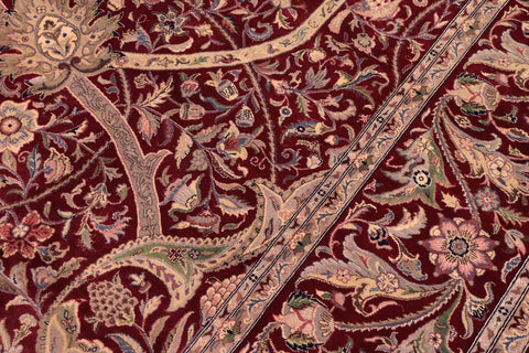 handmade Transitional Arshad Red Green Hand Knotted RECTANGLE 100% WOOL area rug 9x12