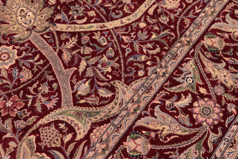 handmade Transitional Arshad Red Green Hand Knotted RECTANGLE 100% WOOL area rug 9x12