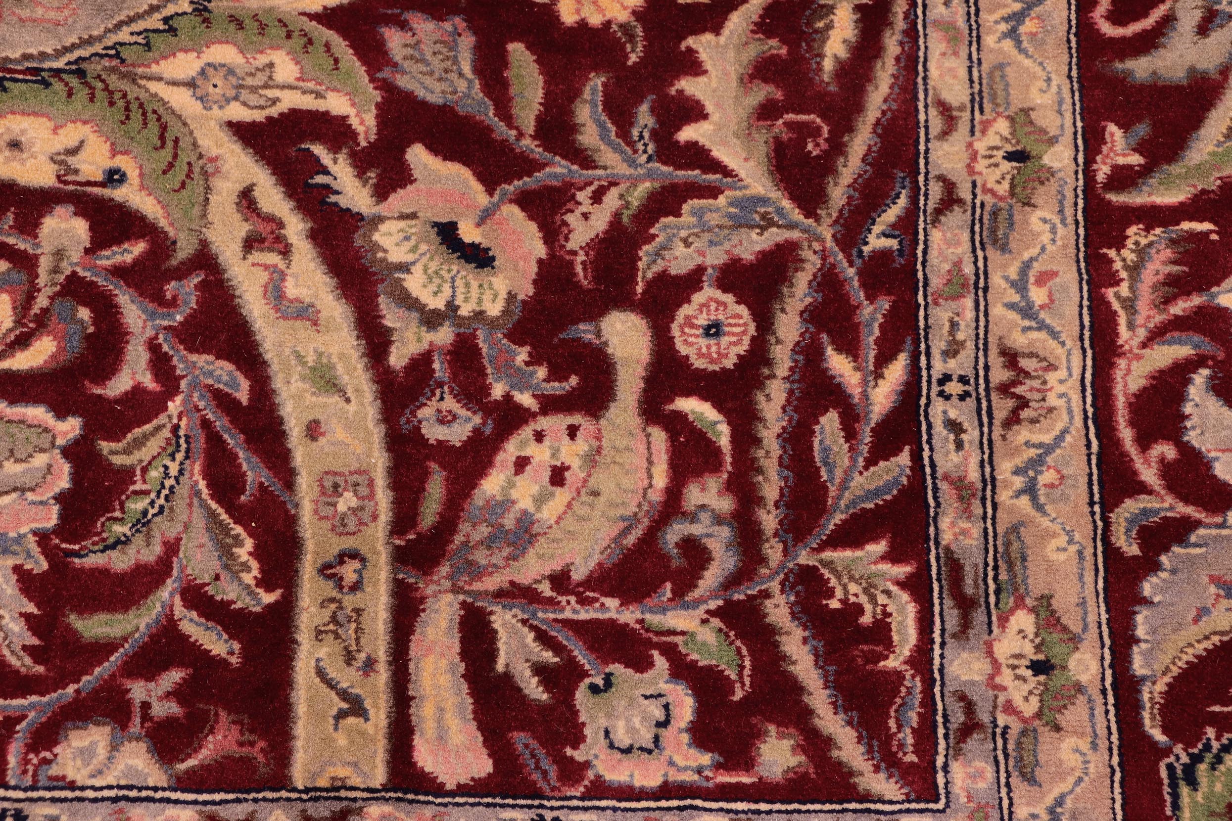 handmade Transitional Arshad Red Green Hand Knotted RECTANGLE 100% WOOL area rug 9x12