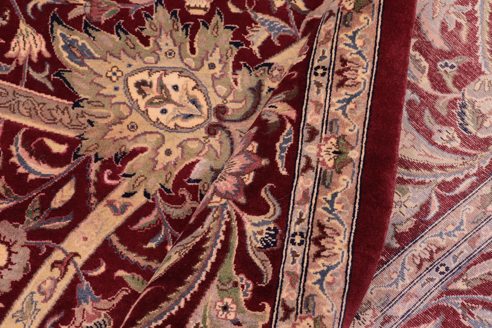 handmade Transitional Arshad Red Green Hand Knotted RECTANGLE 100% WOOL area rug 9x12