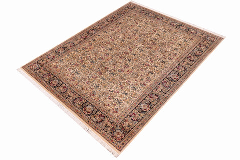 handmade Traditional Sukhan Ivory Black Hand Knotted RECTANGLE 100% WOOL area rug 9x12