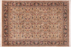 handmade Traditional Sukhan Ivory Black Hand Knotted RECTANGLE 100% WOOL area rug 9x12