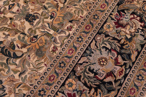 handmade Traditional Sukhan Ivory Black Hand Knotted RECTANGLE 100% WOOL area rug 9x12