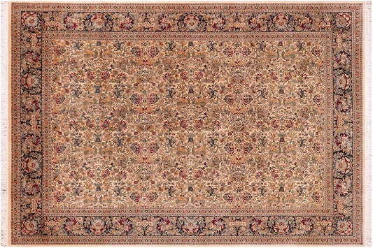 handmade Traditional Sukhan Ivory Black Hand Knotted RECTANGLE 100% WOOL area rug 9x12