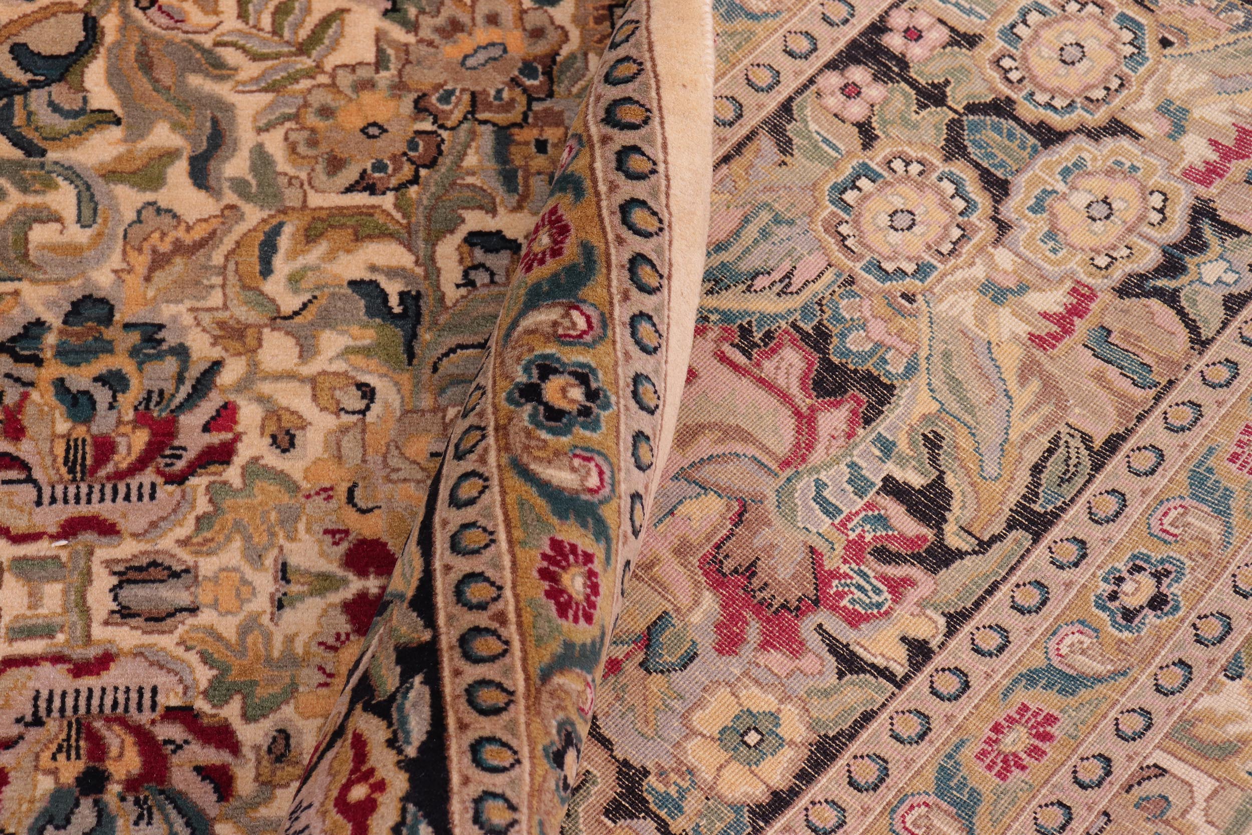 handmade Traditional Sukhan Ivory Black Hand Knotted RECTANGLE 100% WOOL area rug 9x12