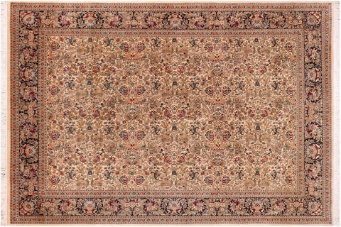 handmade Traditional Sukhan Ivory Black Hand Knotted RECTANGLE 100% WOOL area rug 9x12