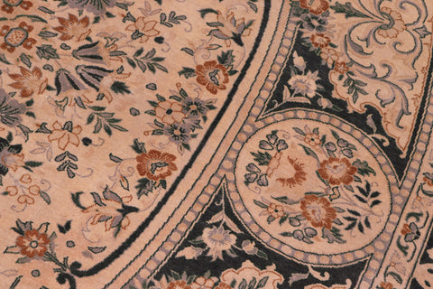 handmade Traditional Abusson Black Tan Hand Knotted RECTANGLE 100% WOOL area rug 9x12