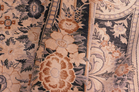 handmade Traditional Abusson Black Tan Hand Knotted RECTANGLE 100% WOOL area rug 9x12