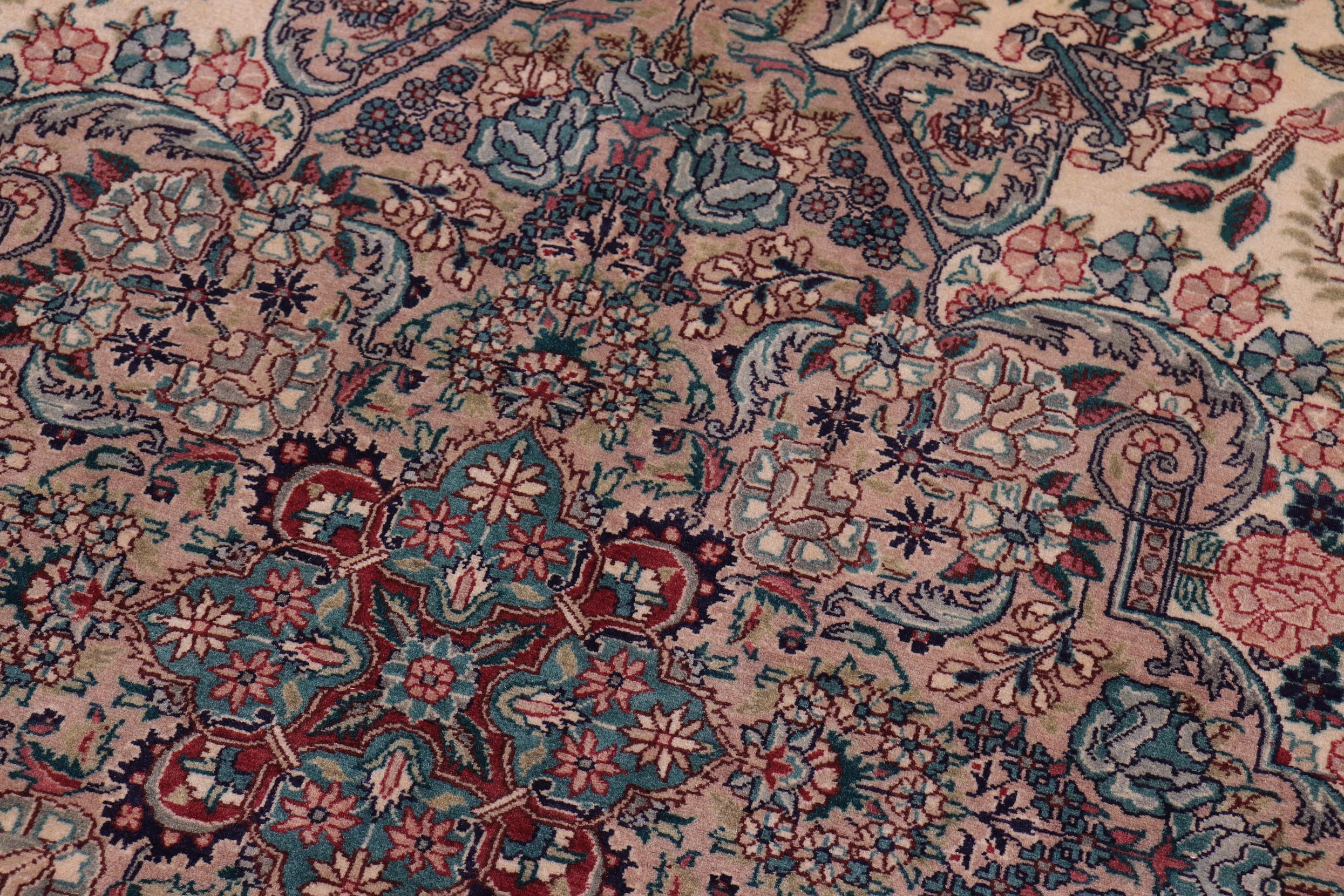 handmade Traditional Basarabian Ivory Pink Hand Knotted RECTANGLE 100% WOOL area rug 9x12