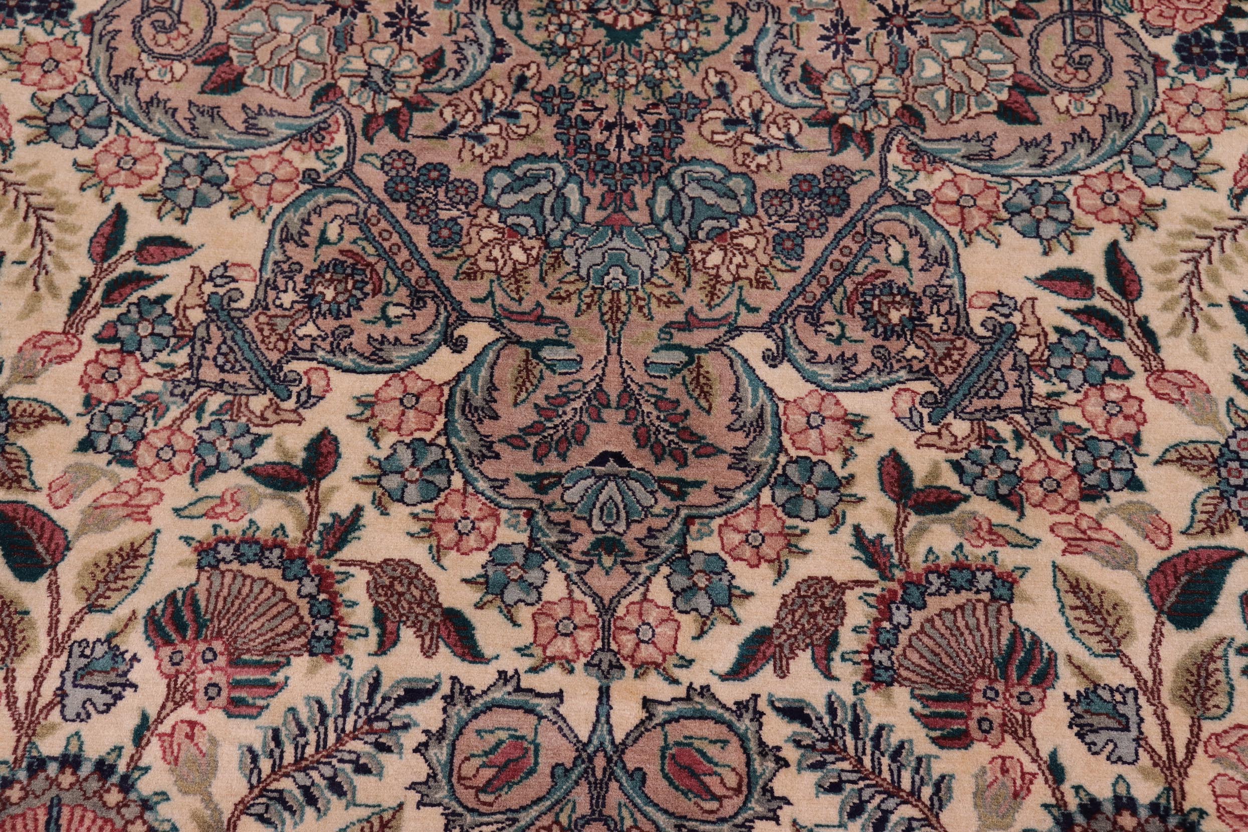 handmade Traditional Basarabian Ivory Pink Hand Knotted RECTANGLE 100% WOOL area rug 9x12