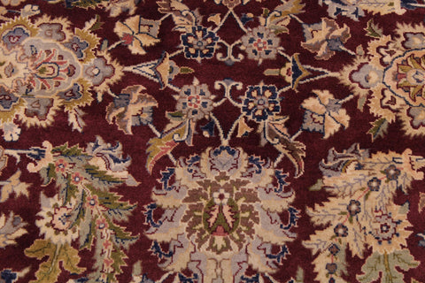 handmade Traditional Agra Maroon Blue Hand Knotted RECTANGLE 100% WOOL area rug 9x12