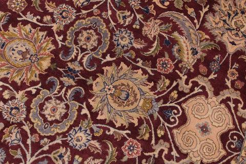 handmade Traditional Agra Maroon Blue Hand Knotted RECTANGLE 100% WOOL area rug 9x12