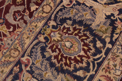 handmade Traditional Agra Maroon Blue Hand Knotted RECTANGLE 100% WOOL area rug 9x12