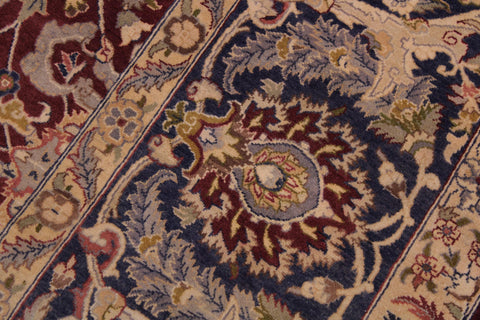 handmade Traditional Agra Maroon Blue Hand Knotted RECTANGLE 100% WOOL area rug 9x12