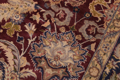 handmade Traditional Agra Maroon Blue Hand Knotted RECTANGLE 100% WOOL area rug 9x12