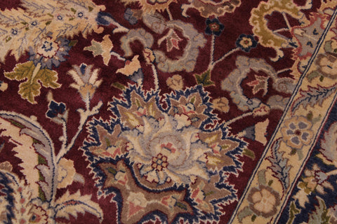 handmade Traditional Agra Maroon Blue Hand Knotted RECTANGLE 100% WOOL area rug 9x12