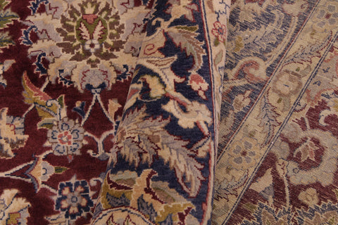 handmade Traditional Agra Maroon Blue Hand Knotted RECTANGLE 100% WOOL area rug 9x12