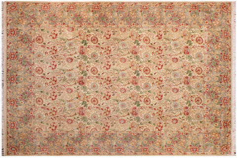 handmade Transitional Irfan Beige Gray Hand Knotted RECTANGLE 100% WOOL area rug 9x13