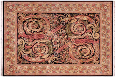 handmade Transitional Chand Black Beige Hand Knotted RECTANGLE 100% WOOL area rug 9x11