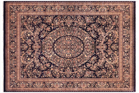 handmade Traditional Tamour Blue Gold Hand Knotted RECTANGLE 100% WOOL area rug 9x12