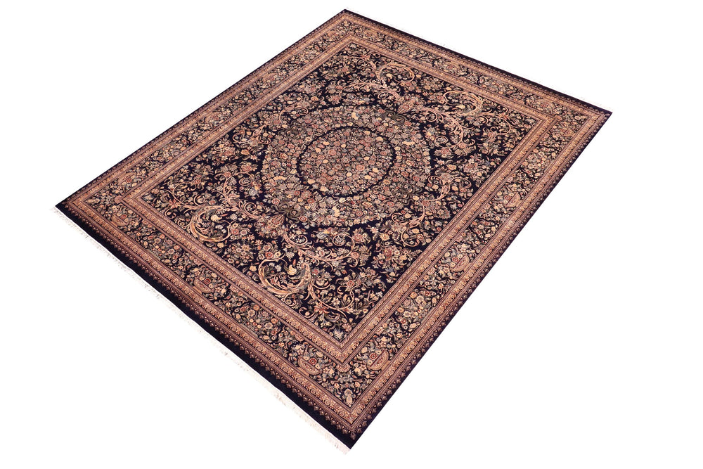 handmade Traditional Tamour Blue Gold Hand Knotted RECTANGLE 100% WOOL area rug 9x12