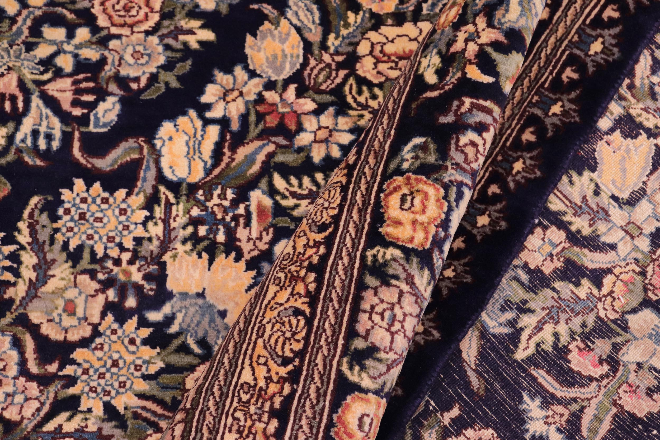 handmade Traditional Tamour Blue Gold Hand Knotted RECTANGLE 100% WOOL area rug 9x12